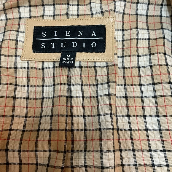 Siena Studio Womens Tan Leather Button Front Jacket Size Medium - Picture 14 of 15